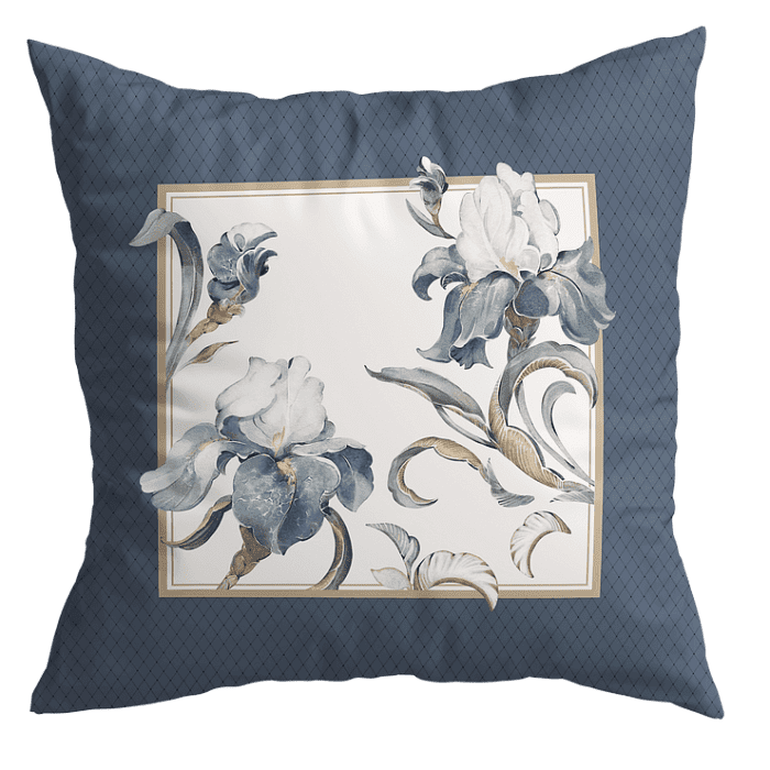 Декоративная наволочка "Айрис" синяя рамка