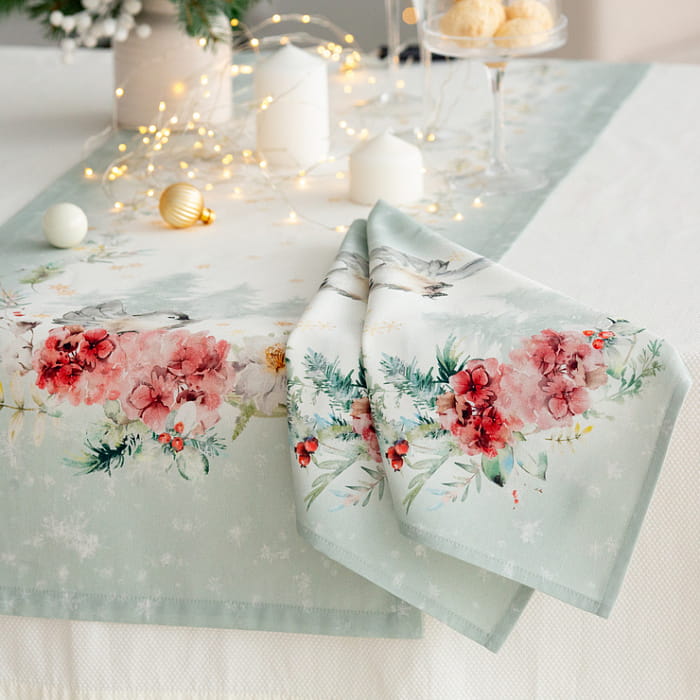 Дорожка 40х145 см "Зимний букет" мятный декоративная