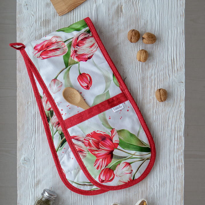 Прихватка двойная "Алые тюльпаны"
