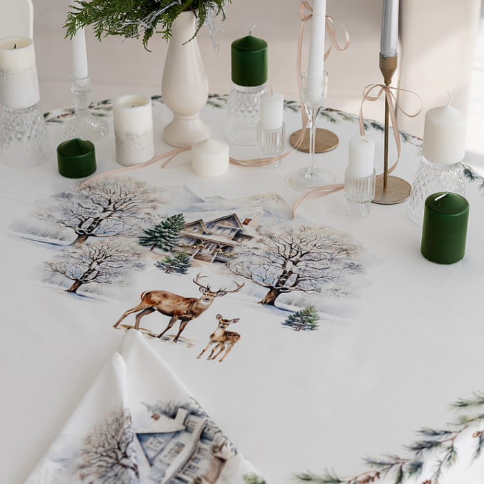 Скатерть круглая D-190 см "Морозное утро"