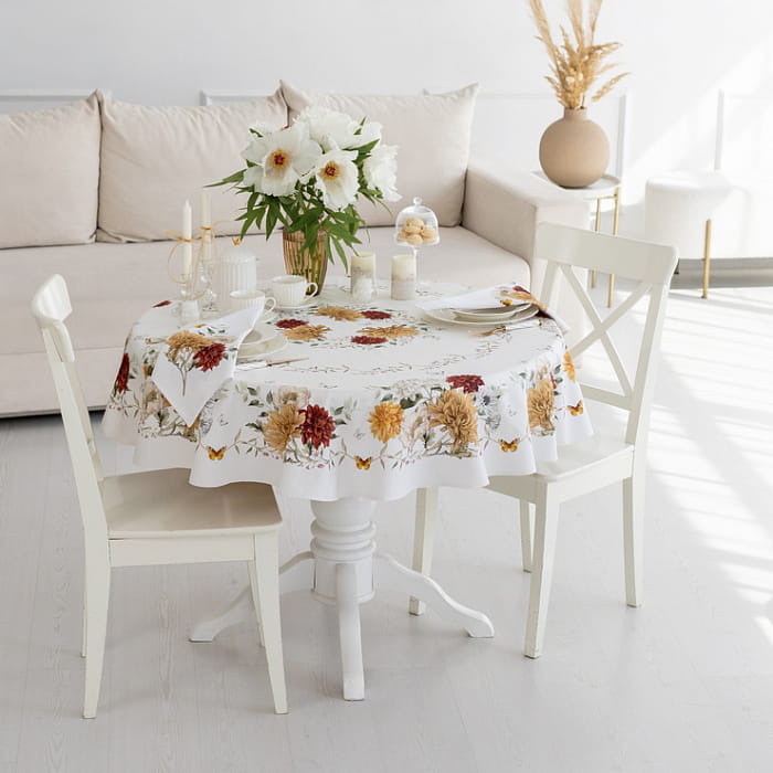 Скатерть круглая D-150 см "Цветочная симфония"