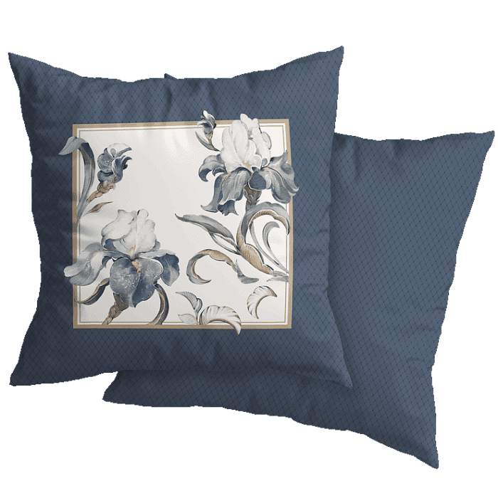Декоративная наволочка "Айрис" синяя рамка