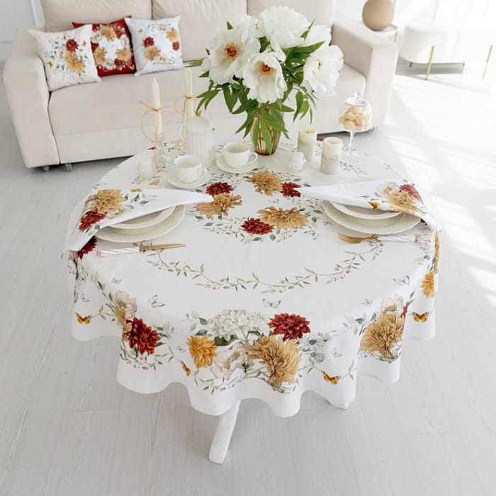 Скатерть круглая D-150 см "Цветочная симфония"