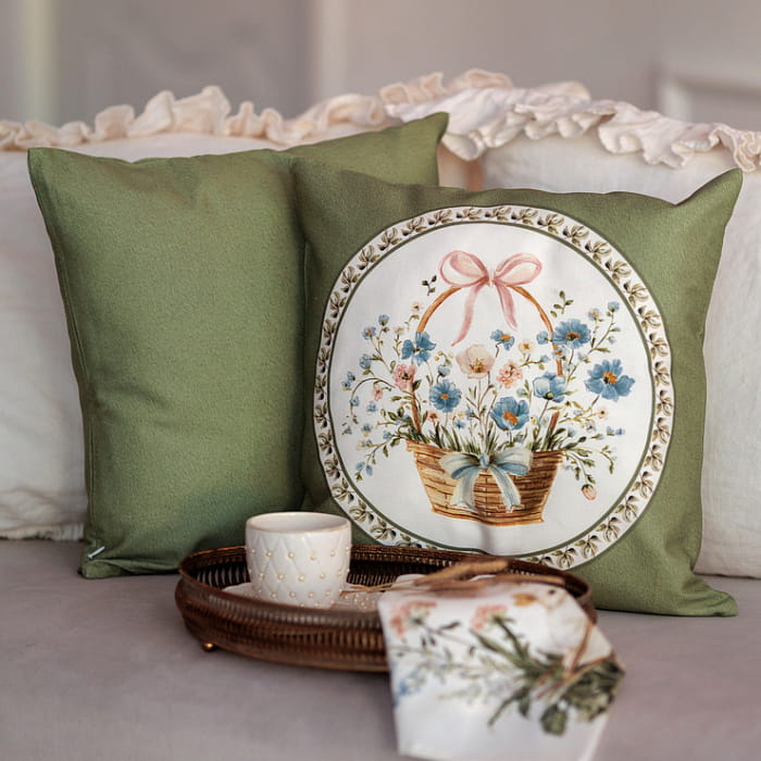 Наволочка декоративная "Аркадия" корзинка