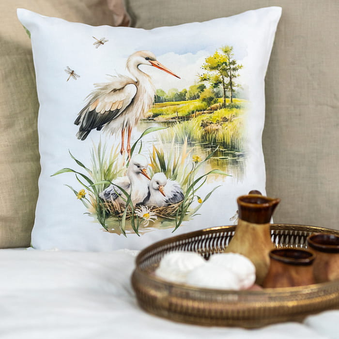 Декоративная наволочка "Линден" с аистом