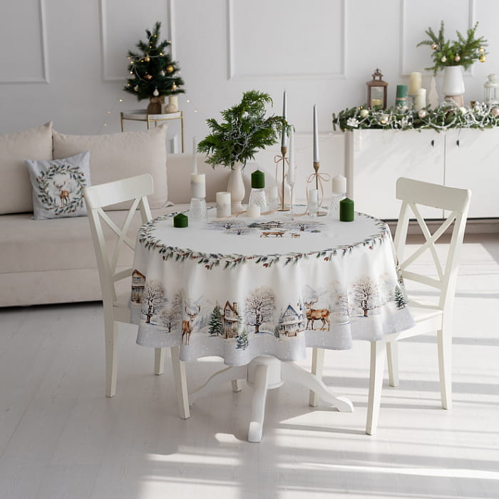 Скатерть круглая D-190 см "Морозное утро"