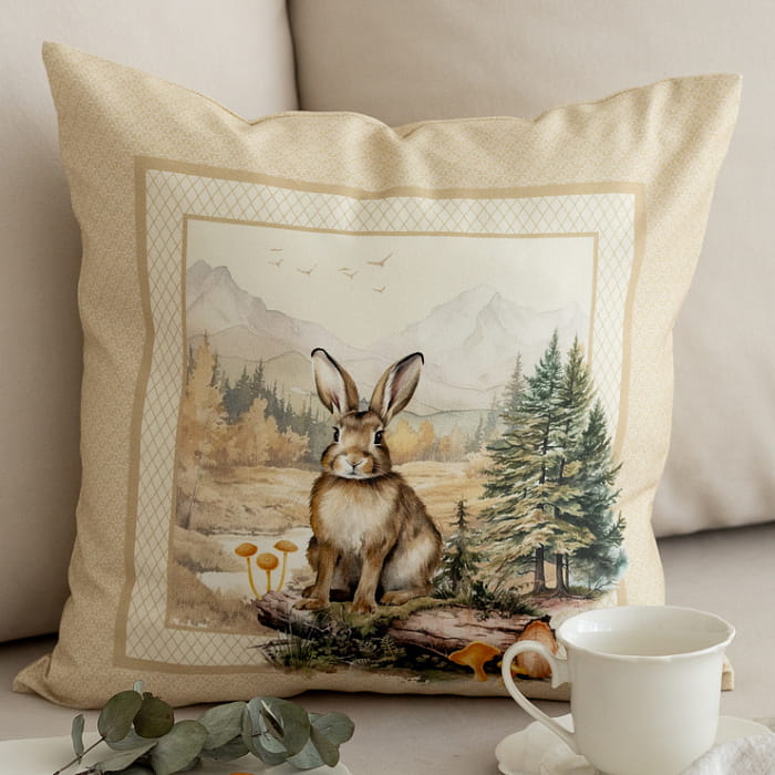 Декоративная наволочка "Дубрава с зайчиком"