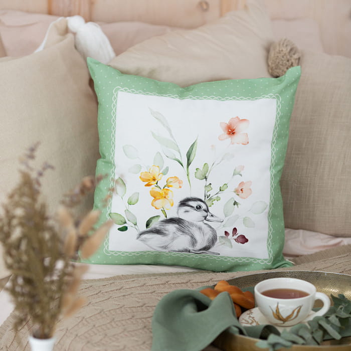 Наволочка декоративная "Соната" зеленая рамка