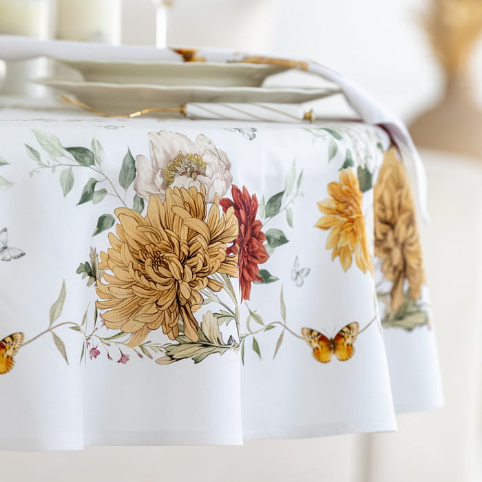 Скатерть круглая D-150 см "Цветочная симфония"