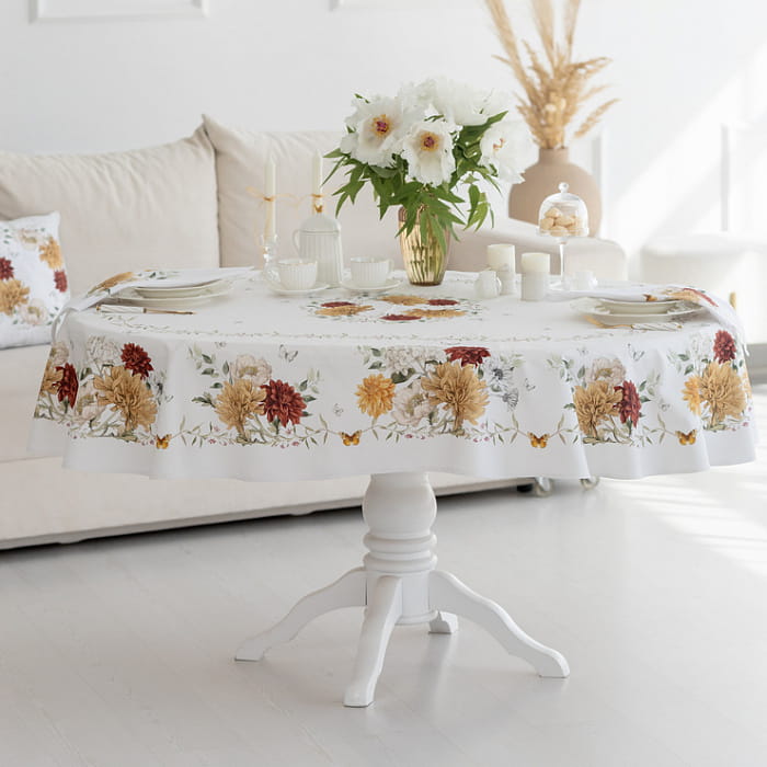 Скатерть овальная 150х248 см "Цветочная симфония"