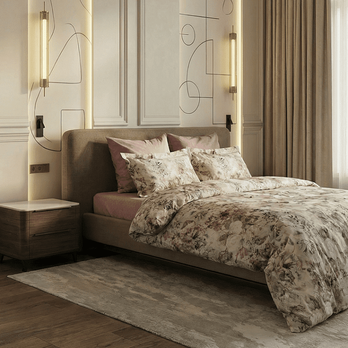 Евро комплект постельного белья "Верена" с простыней на резинке