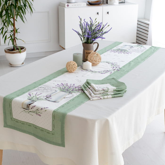 Дорожка 40х180 см "Лавандовое лето" зеленая декоративная
