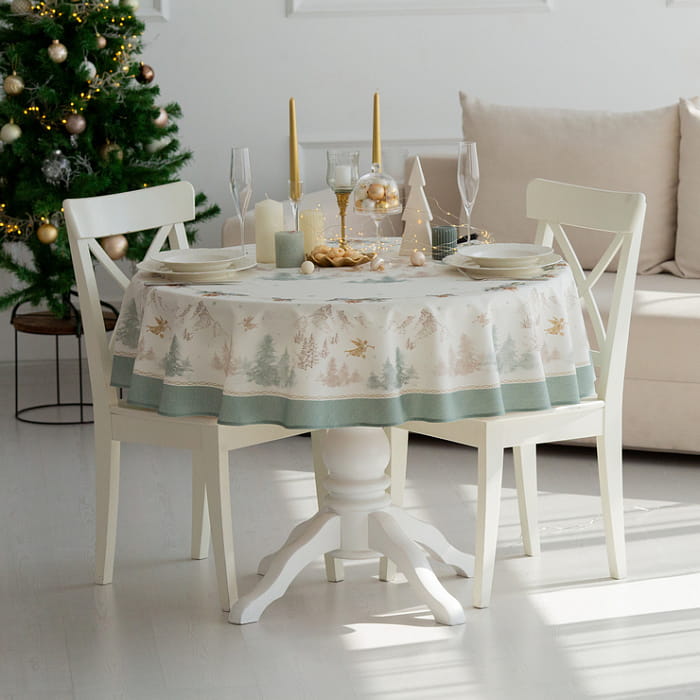Скатерть круглая D-150 см "Снежный ангел"