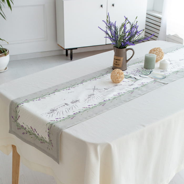 Дорожка 40х140 см "Лавандовое лето" серая декоративная