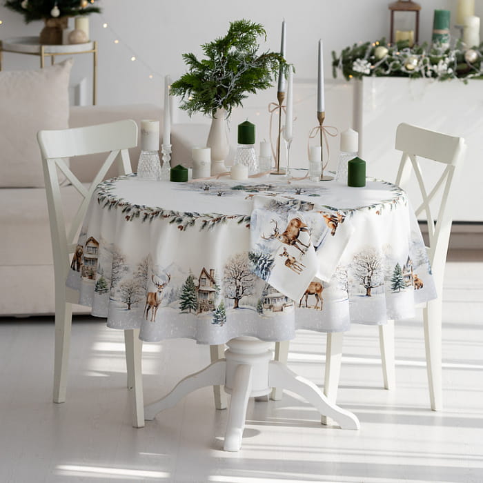 Скатерть круглая D-190 см "Морозное утро"