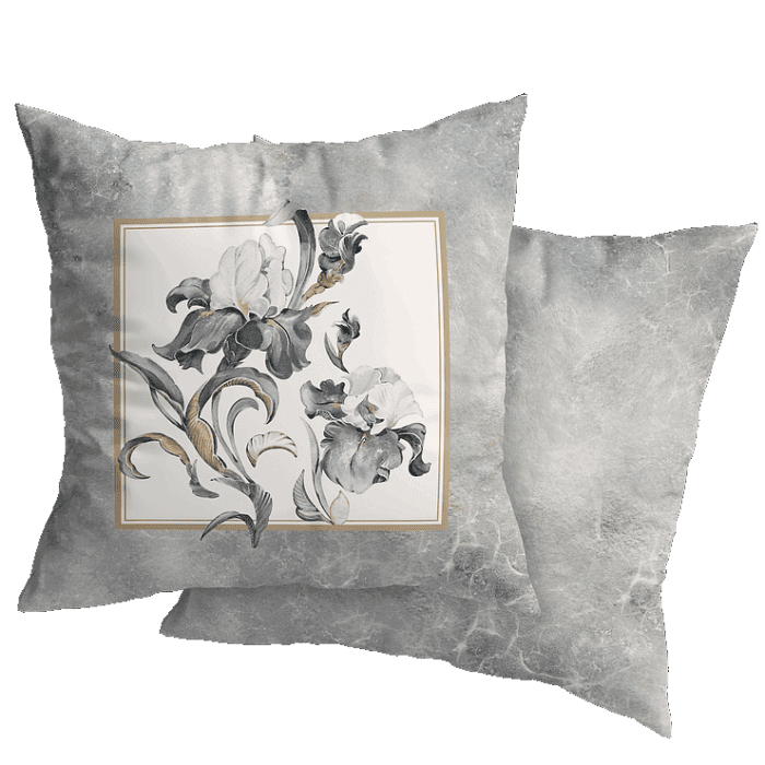 Декоративная наволочка "Айрис" серая рамка