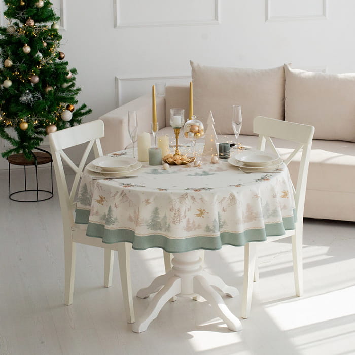 Скатерть круглая D-150 см "Снежный ангел"