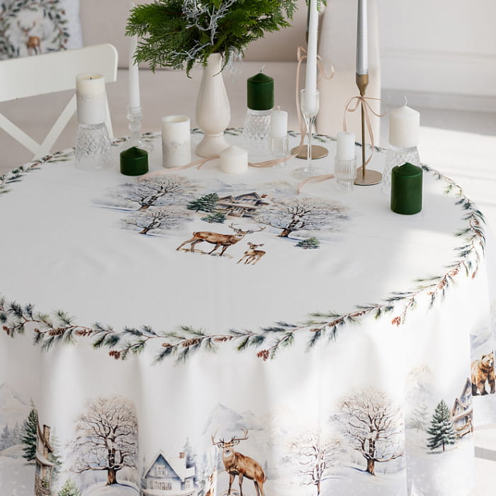 Скатерть круглая D-190 см "Морозное утро"