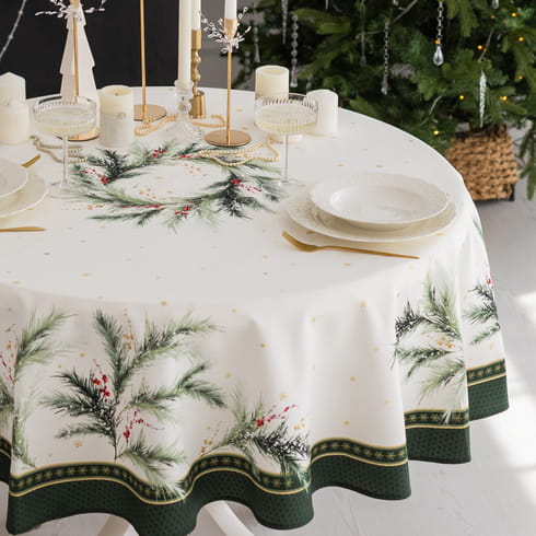 Скатерть круглая  D-170 см "Ветви Рождества"
