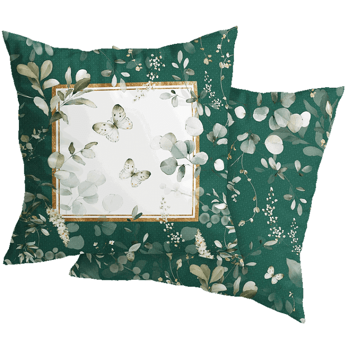 Декоративная наволочка "Эвелина" зеленая рамка