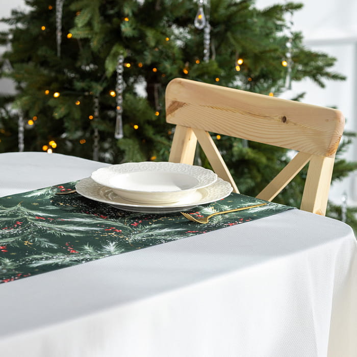 Дорожка 40х180 см "Ветви Рождества на изумрудном"