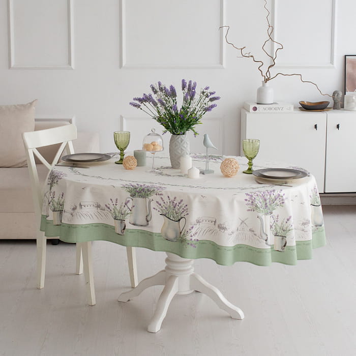 Скатерть овальная 170х250 см "Лавандовое лето"