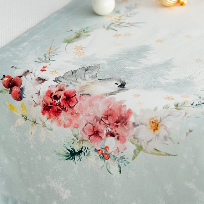 Дорожка 40х145 см "Зимний букет" мятный декоративная