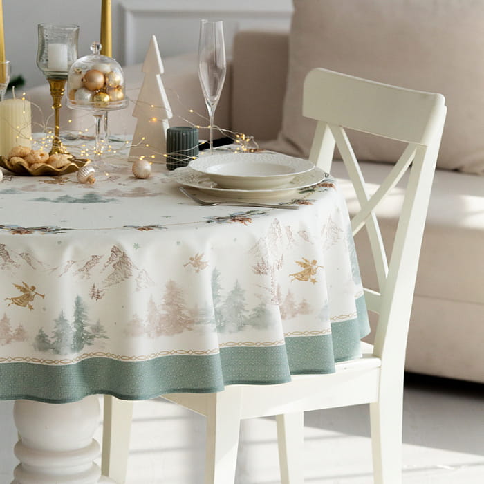 Скатерть круглая D-170 см "Снежный ангел"