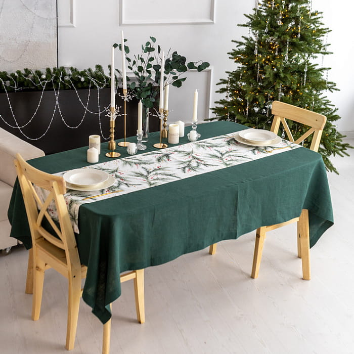 Дорожка 40х180 см "Ветви Рождества на белом"