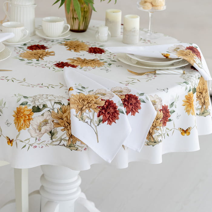 Скатерть круглая D-150 см "Цветочная симфония"