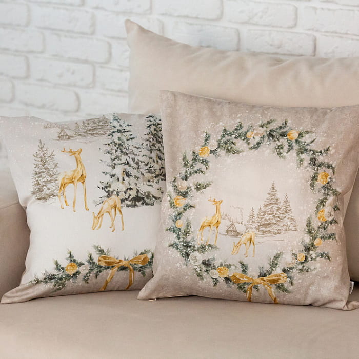 Декоративная наволочка "Чарующий лес" венок, 45х45