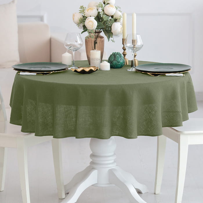 Скатерть круглая D-145 см цвет "Еловая зелень"