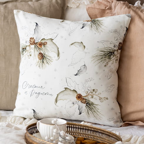 Декоративная наволочка "Стоун с надписью"