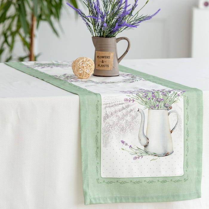 Дорожка 40х180 см "Лавандовое лето" зеленая декоративная