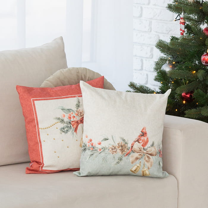 Декоративная наволочка "Рождественская классика" кайма