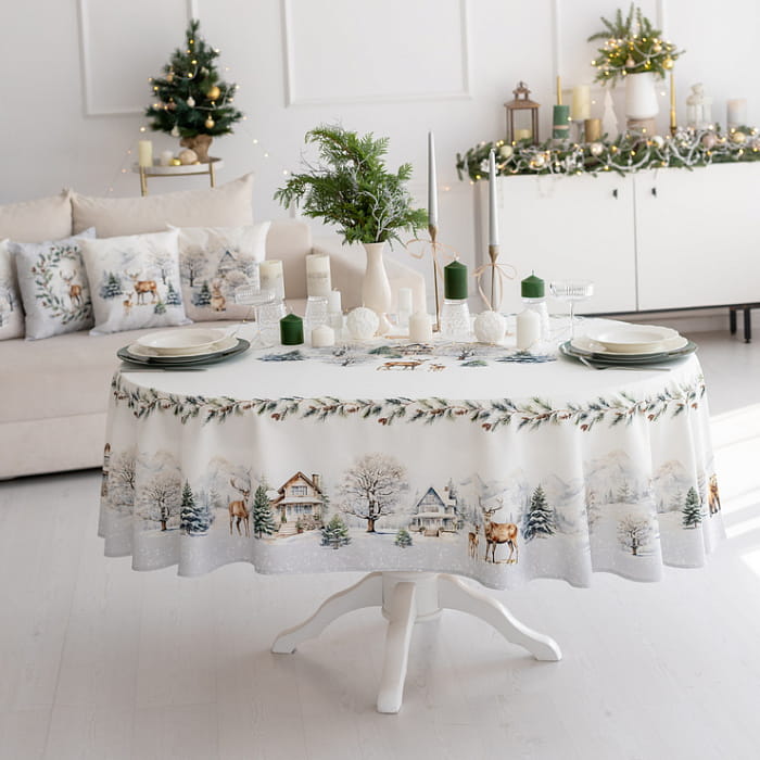 Скатерть овальная 170х250 см "Морозное утро"