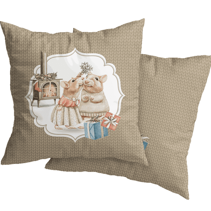 Декоративная наволочка "Новогодняя шкатулка" мышата