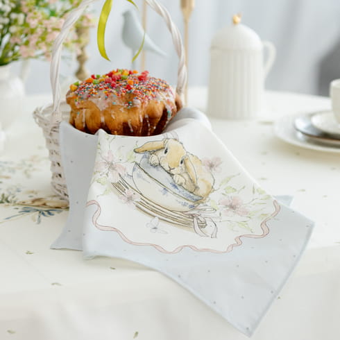 Салфетка "Заварные зайки рамка на голубом", 1 шт