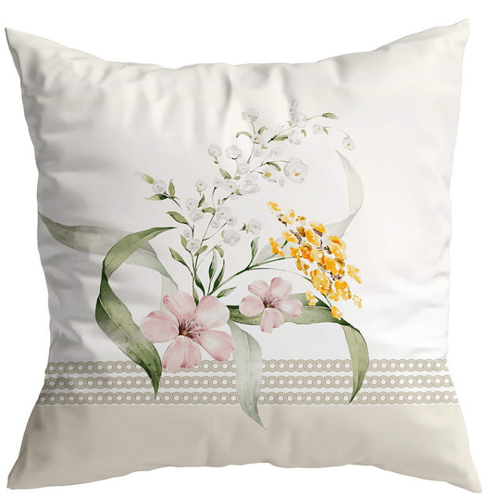 Декоративная наволочка "Жаклин" букет с надписью