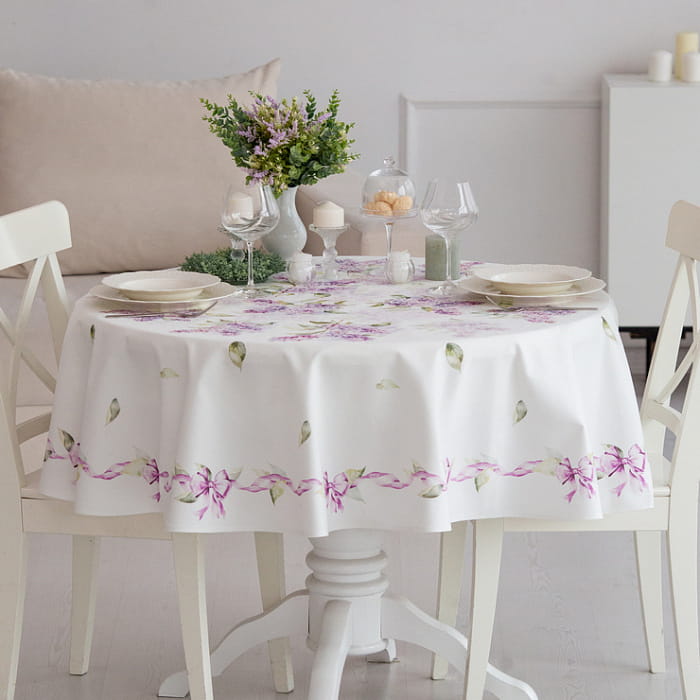 Скатерть круглая D-170 см "Аромат сирени"