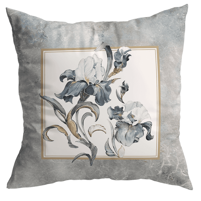 Декоративная наволочка "Айрис" серая рамка