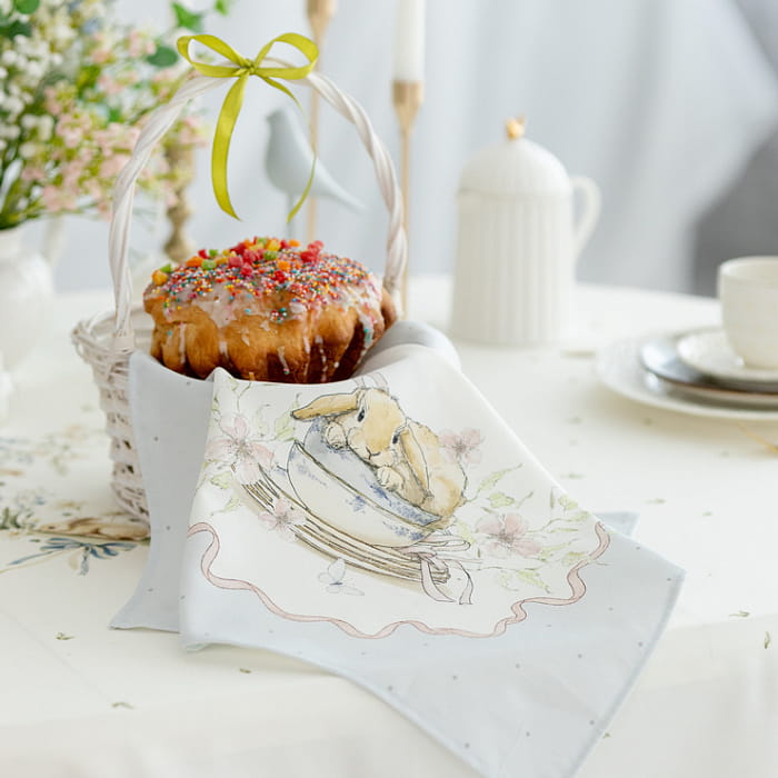 Салфетка "Заварные зайки рамка на голубом", 1 шт