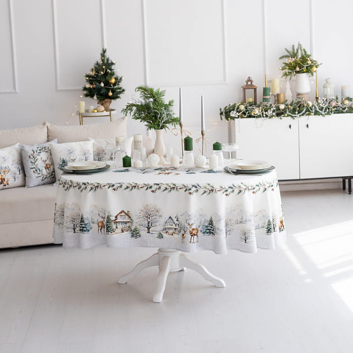 Скатерть овальная 150х200 см "Морозное утро"