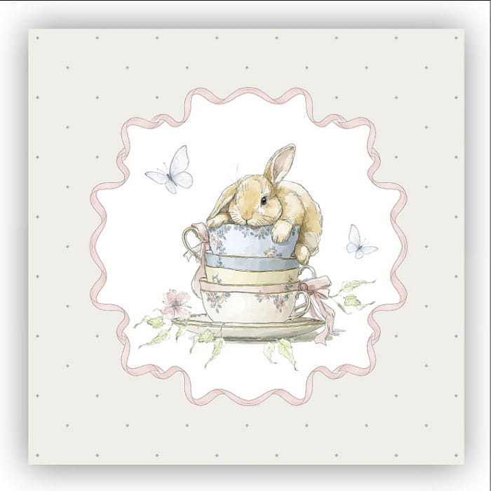 Салфетка "Заварные зайки рамка на сером", 1 шт