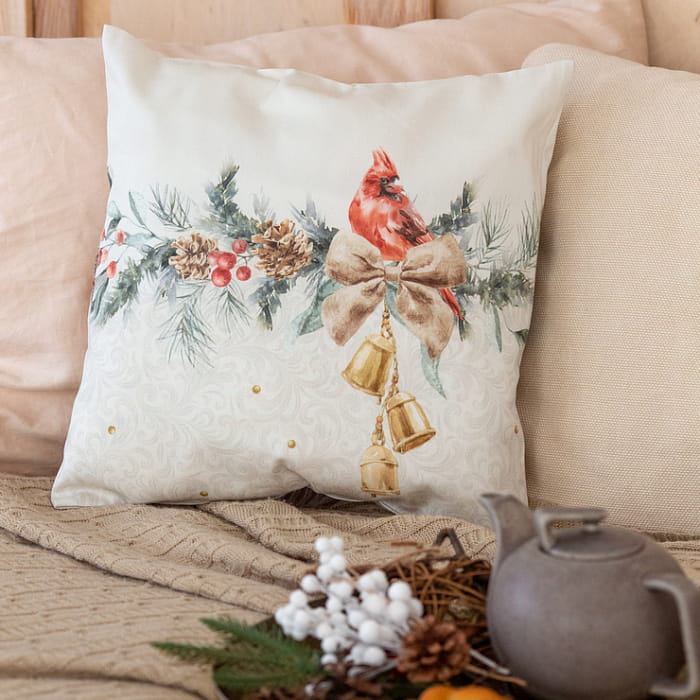 Декоративная наволочка "Рождественская классика" гирлянда