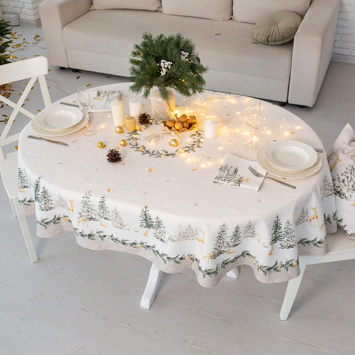 Скатерть овальная 170х255 см "Чарующий лес"