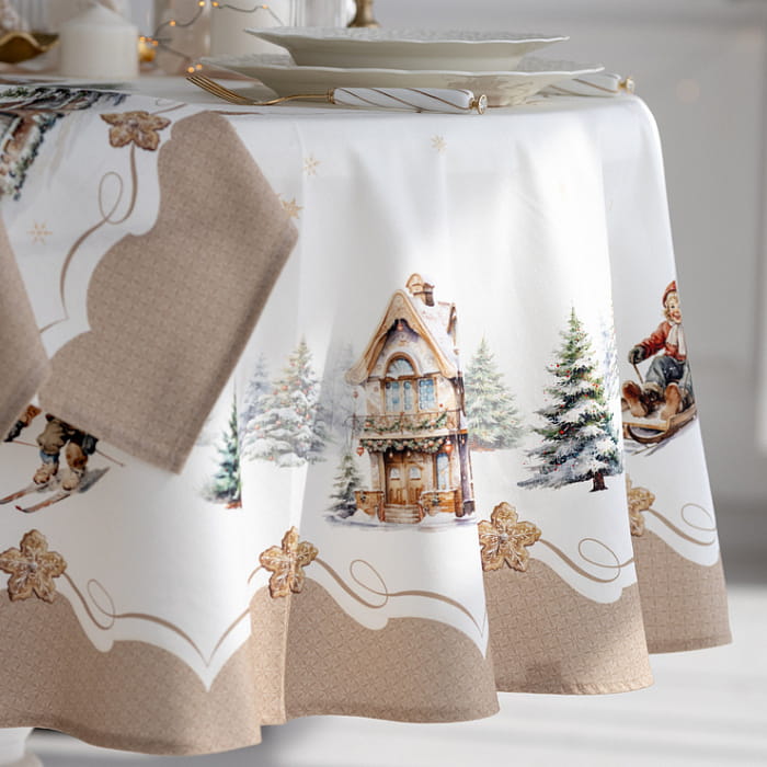 Скатерть овальная 170х220 см "Пряничный домик"