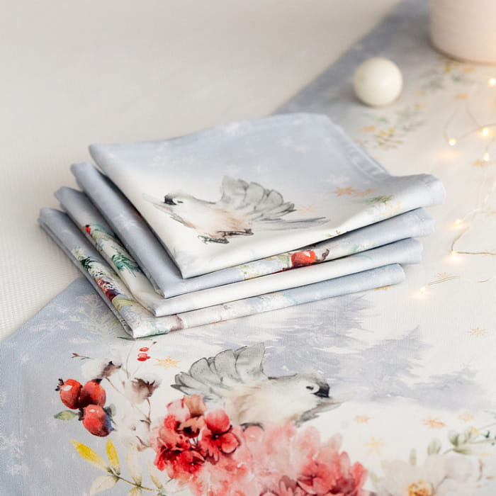 Дорожка 40х185см "Зимний букет" голубой декоративная