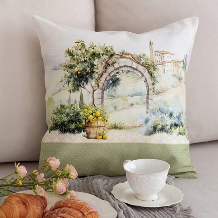 Декоративная наволочка "Итальяно" арка с лимонами