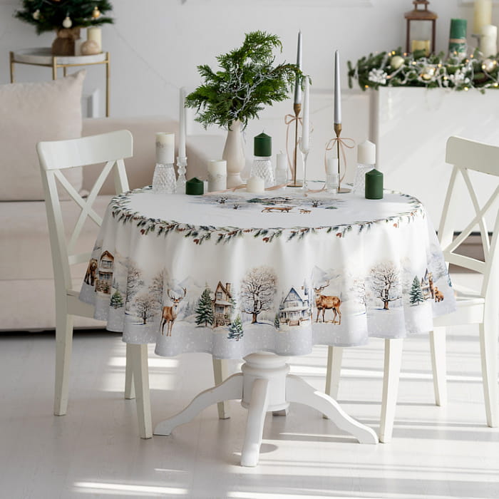 Скатерть круглая D-150 см "Морозное утро"